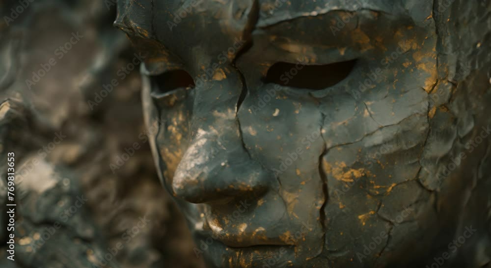 A mask cracking to reveal light, the struggle to hide pain A mask cracking to reveal light, the struggle to hide pain