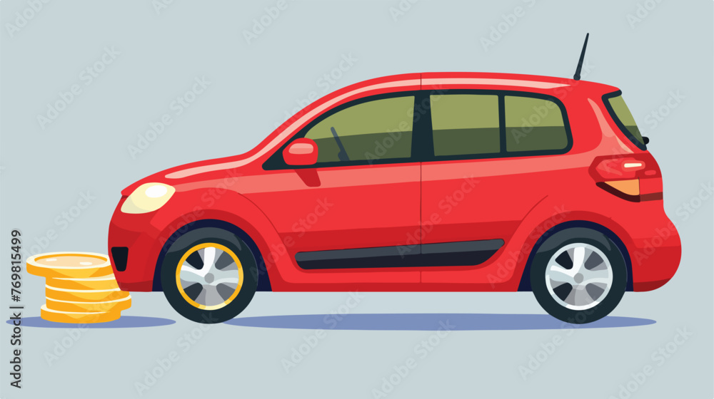 Flat design car and coin icon vector illustration f