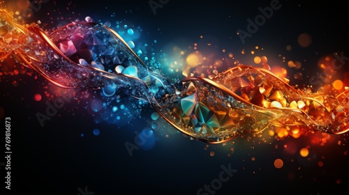 DNA molecule structure. Glowing particles science background for banner or flyer