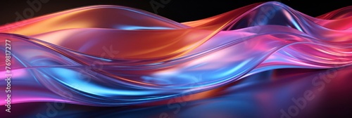 Vibrant Abstract Background With Curved Neon Waves Generative AI © Johnathan