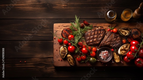 Background still life with vegetables and spices (ID: 769818088)