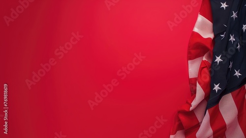 American flag on a red background with stars and stripes partially visible.