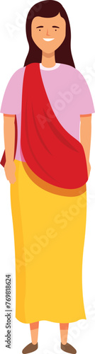 Indian cute girl icon cartoon vector. Smile indian celebration. Priest festival
