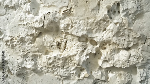 A detailed texture of white sandstone wall. Texture of white painted limestone wall with rough surface and small details. Generated by artificial intelligence.