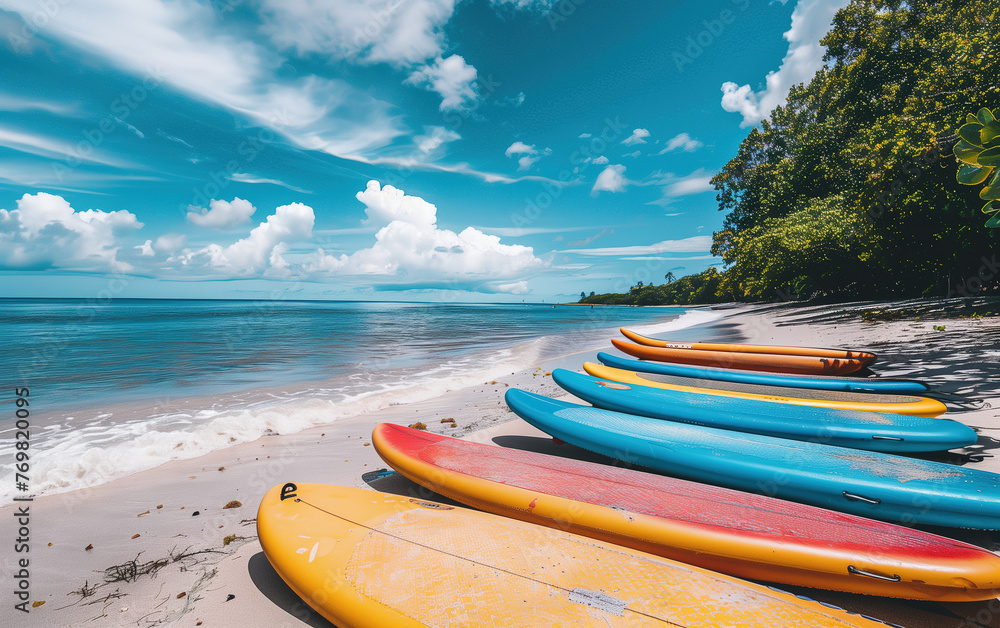 Fototapeta premium ocean and surfboard,created with Generative AI tecnology.