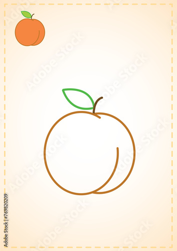 blank coloring page peach fruits vegetables color layout illustration