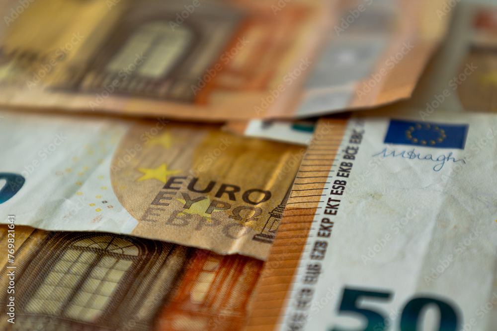 Photograph of the orange 50 euro banknote Photograph of the orange 50 euro banknote