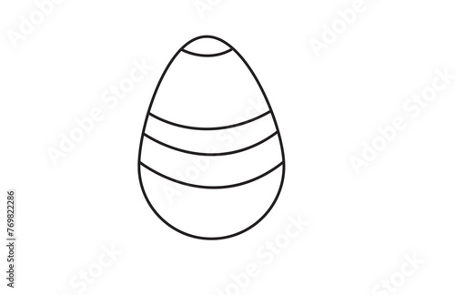 Easter egg vector line icon, black silhouette doodle symbol outline design, bunny eggs pattern, cute decoration element isolated on white background. Traditional religious holiday illustration