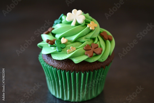 Wallpaper Mural A green cupcake with shamrock decorations on top Torontodigital.ca