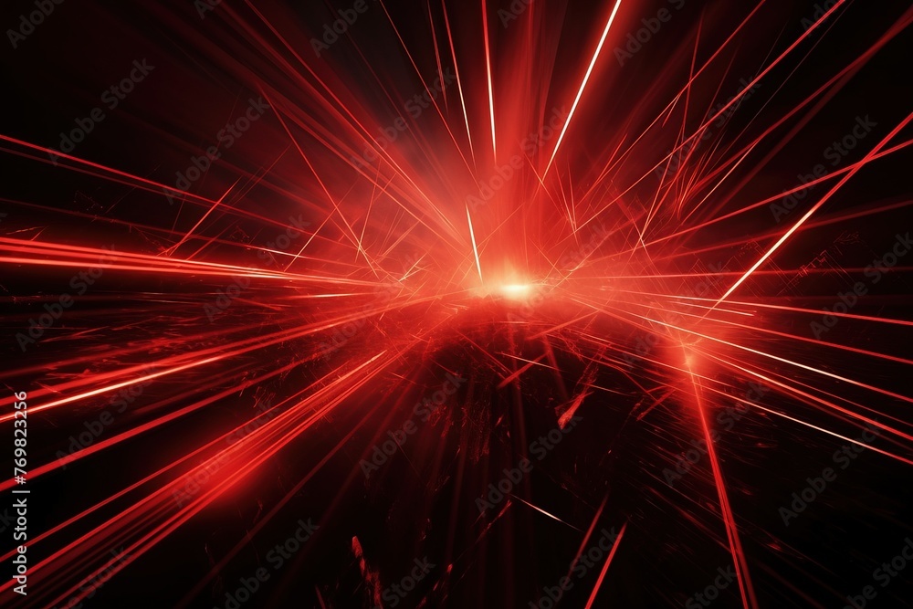 Abstract Background With Red Laser Trails And Rays Light