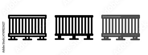 Multipurpose fence vector icon in outline, glyph, filled outline style. Three icon style variants in one pack.