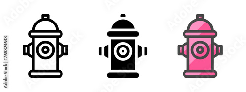 Multipurpose fire hydrant vector icon in outline, glyph, filled outline style. Three icon style variants in one pack.