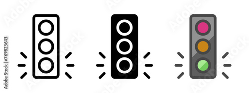 Multipurpose green light vector icon in outline, glyph, filled outline style. Three icon style variants in one pack.