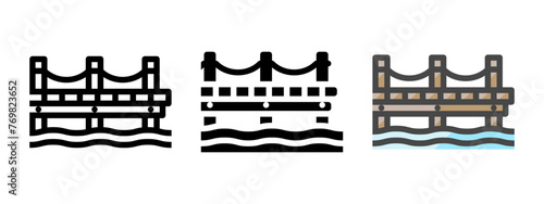 Multipurpose dock vector icon in outline, glyph, filled outline style. Three icon style variants in one pack.