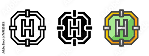 Multipurpose helipad vector icon in outline, glyph, filled outline style. Three icon style variants in one pack. photo