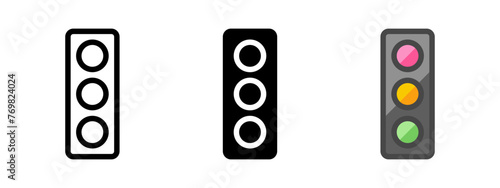 Multipurpose traffic lights vector icon in outline, glyph, filled outline style. Three icon style variants in one pack.