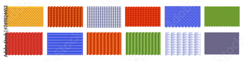 Roof tile seamless pattern. Rooftop tile background.