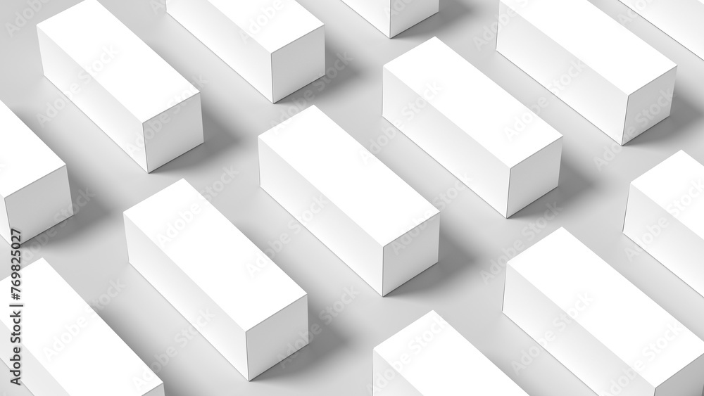 Box mock up isolated on white background. Cosmetics or medicine box mock up. 3D illustration. Box mock up isolated on white background. Cosmetics or medicine box mock up. 3D illustration.