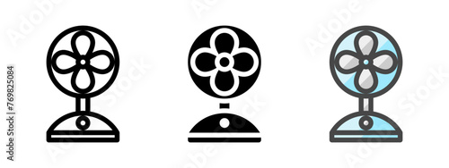 Multipurpose fan vector icon in outline, glyph, filled outline style. Three icon style variants in one pack.
