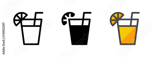 Multipurpose lemonade vector icon in outline, glyph, filled outline style. Three icon style variants in one pack.