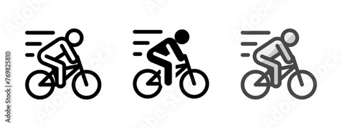 Multipurpose bicycle race vector icon in outline, glyph, filled outline style. Three icon style variants in one pack.