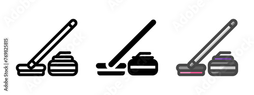Multipurpose curling vector icon in outline, glyph, filled outline style. Three icon style variants in one pack.