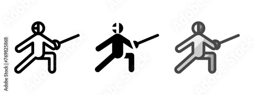 Multipurpose fencing vector icon in outline, glyph, filled outline style. Three icon style variants in one pack.