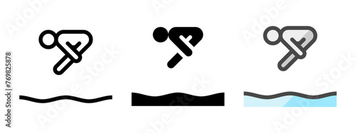 Multipurpose diving vector icon in outline, glyph, filled outline style. Three icon style variants in one pack.