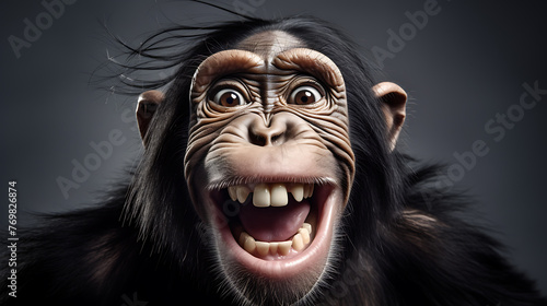 selfie portrait of a zany chimpanzee. © Dennis