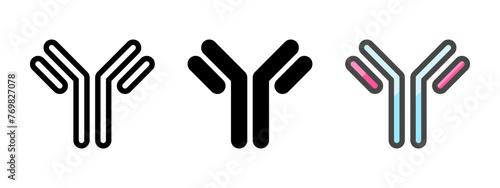 Multipurpose antibody vector icon in outline, glyph, filled outline style. Three icon style variants in one pack.