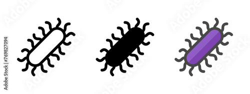 Multipurpose bacteria vector icon in outline, glyph, filled outline style. Three icon style variants in one pack.