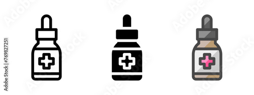 Multipurpose iodine vector icon in outline, glyph, filled outline style. Three icon style variants in one pack.