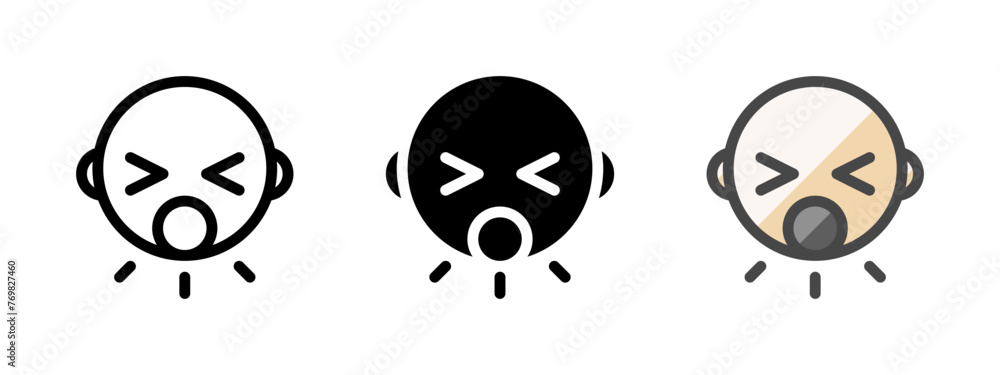 Multipurpose sneeze vector icon in outline, glyph, filled outline style. Three icon style variants in one pack. Multipurpose sneeze vector icon in outline, glyph, filled outline style. Three icon style variants in one pack.