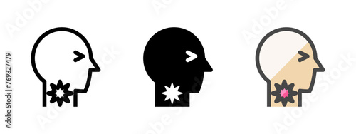 Multipurpose sore throat vector icon in outline, glyph, filled outline style. Three icon style variants in one pack.
