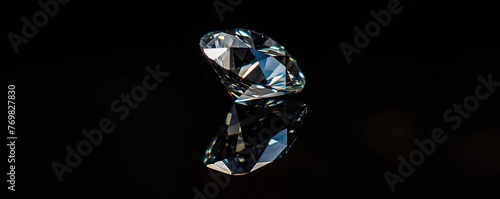 Beautiful and sparkling diamond crystals on black background