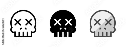 Multipurpose game over skull vector icon in outline, glyph, filled outline style. Three icon style variants in one pack.