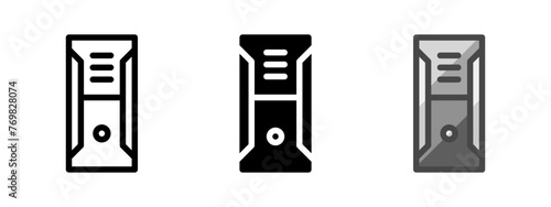 Multipurpose gaming pc vector icon in outline, glyph, filled outline style. Three icon style variants in one pack.