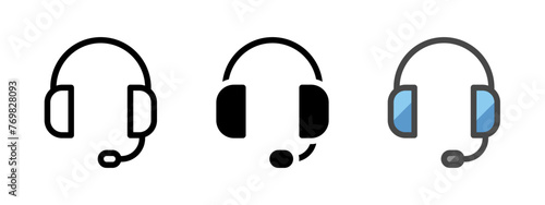 Multipurpose headset vector icon in outline, glyph, filled outline style. Three icon style variants in one pack.