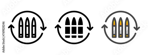 Multipurpose reload vector icon in outline, glyph, filled outline style. Three icon style variants in one pack.