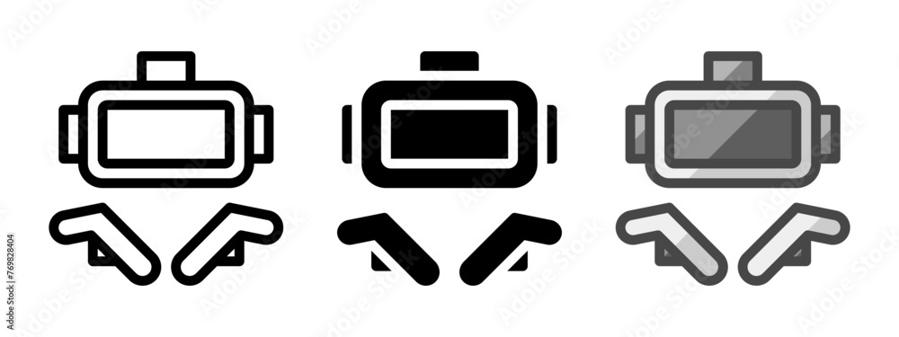 Multipurpose VR vector icon in outline, glyph, filled outline style. Three icon style variants in one pack. Multipurpose VR vector icon in outline, glyph, filled outline style. Three icon style variants in one pack.