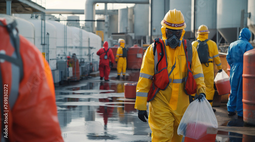 maintenance team work with mechanical engineer for inspection repair and inspection chemical refinery equipment for service oil gas and chemical product from petrochemical petroleum energy business