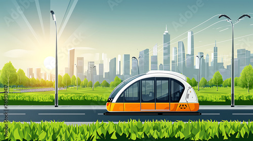 Renewable energy-powered public transportation. Copy Space.