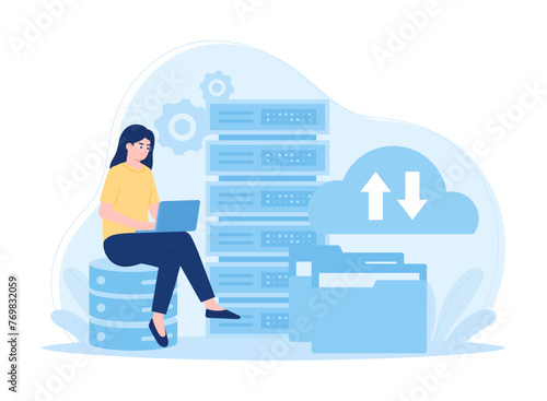 Local data storage optimization of internet devices and web applications data sources data storage concept flat illustration