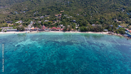 Drone Aerial View of the coast of Koh Tao in Thailand © Roger