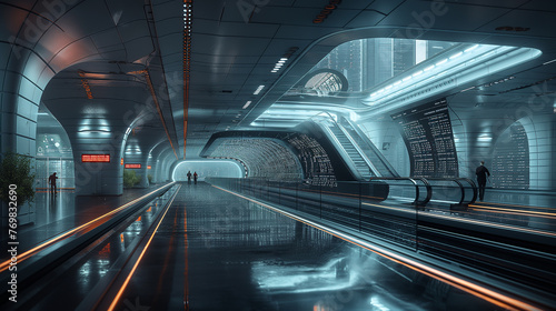Futuristic Subway Terminal with Sleek Design Elements