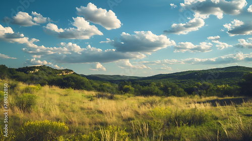 Rolling hills of the Texas Hill Country. Copy Space. © Dennis