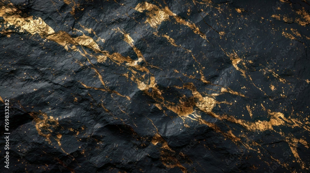 Luxury Black Gold Marble texture, colourful dark marble surface. Curved golden lines, alcohol ink drawing effect, bright abstract background.