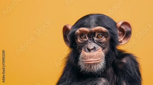 portrait of a baboon in flat background