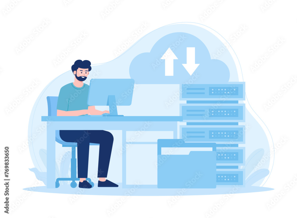 Local data storage  optimization of internet devices and web applications  data sources  data storage concept flat illustration