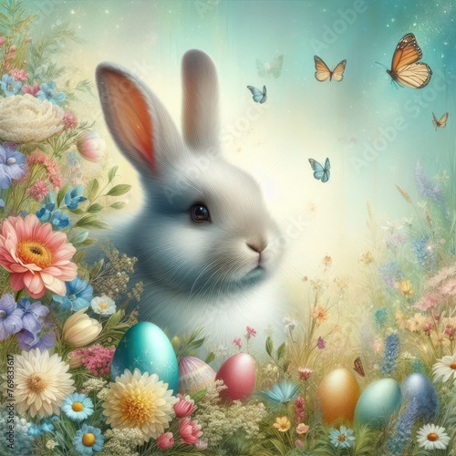 Bunny Easter landscape © Nikolina